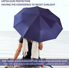 Folding Umbrella Anti-UV Compact Durable Folding Umbrella Auto Open Close Windproof Travel Umbrella Premium Grip Fits Backpack