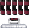 uxcell 5 Pcs Luggage Handle Wrap, Hollow Neoprene Handbag Grip Cover Protector Luggage Identifiers Suitcase Handle Wraps for Luggage Suitcase Travel Bags, Wine Red