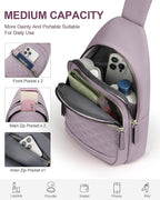 Capolo Sling Bag for Women Men Waterproof Crossbody Bags for Women Trendy Casual Fanny Pack with Convertible Shoulder Strap Chest Bag for Travel Hiking(Purple, Medium)