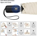 Compact Travel Umbrella for Purse - Flat Handle, Waterproof for Light Rain