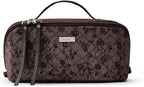 EACHY Travel Makeup Bag, Large Toiletry Bag for Women, Flat-Opening Organizer Pouch with Compartments