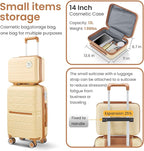 Hard Shell Luggage Sets 4 Piece with 360 Spinner Wheels,Lightweight Suitcase Set with TSA Lock,Travel Luggage Set with Telescoping Handle,Light and Strong,Easy to Clean (Apricot Cream)