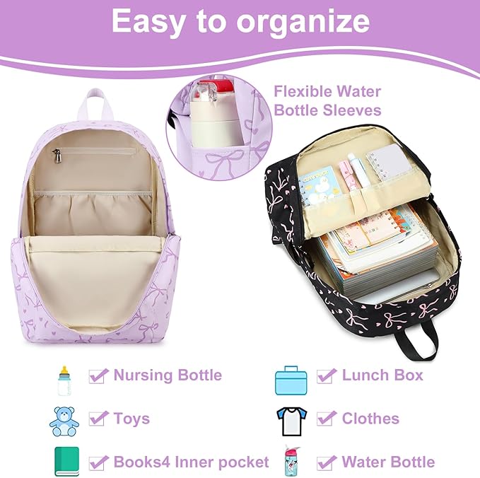 LOIDOU Backpack for Girls School Backpacks Bookbags for Elementary Middle School Women Laptop Backpacks (purple-1, L-17)