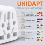 US Travel Plug Adapter, Unidapt EU/UK/AU/CN/JP/Asia/Italy/Brazil to USA Type B, Grounded USA Wall Plug, Europe to US Travel Adaptor Pin Converter, Power Outlet Wall Charger 1-Pack