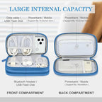 FYY Electronic Organizer, Travel Organizer Bag Pouch, Electronic Accessories Carry Case, Portable Waterproof Double Layers All-in-One Storage Bag for Cable, Cord, Charger, Phone, Earphone, Cyan