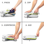 Compression Packing Cubes for Travel, 2-Piece Lightweight Packing Cubes Set for Carry-On Luggage & Backpacks – TRIPPED Travel Gear (White and Green)