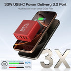 2Pack USB C Fast Charger Block, Total 60W 5-Port USB C Wall Charger 30W Type C Charging Block, 2USB C+3USB A PD 3.0 Multiport Charging Cube for iPhone 17 16 15 14 Pro Max, G-alaxy S26 S25 Ultra, i Pad