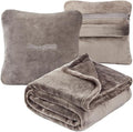 Travel Blanket Pillow, Premium 2 in 1 Flannel Airplane Blanket Compact for Travel,Office, Home,Travel Essentials Accessories for Plane and Car,Compact Office Blanket (Gray)