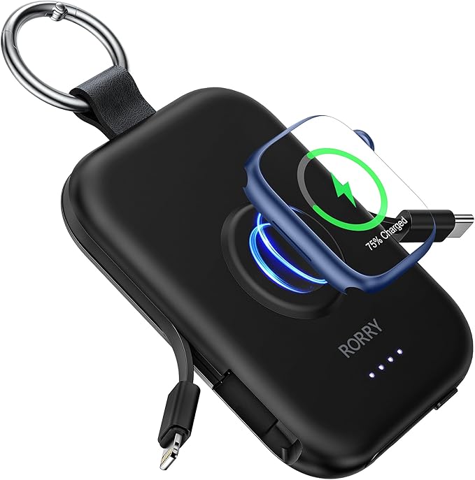 RORRY Portable Charger, 5000mAh Portable Charger Power Bank with Built-in Cables Laptop Power Bank, 25000mAh 65W Portable Laptop Charger