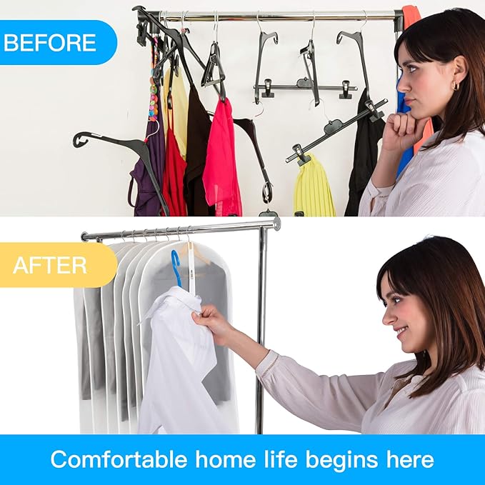 12-Pack 48-Inch Clear Garment Bags with Full Zipper - Dustproof Hanging Storage for Closets, Travel, and Seasonal Clothing Protection