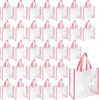 Eccliy 30 Pack 12x12x6 Inch Clear Tote Bag Stadium Approved Bulk Plastic Beach Tote Gift Bag with Handle for Gym Sports | 30 Pack, 12x12x6 Inch, Stadium Approved, Bulk, with Handle, Tote Gift Bag