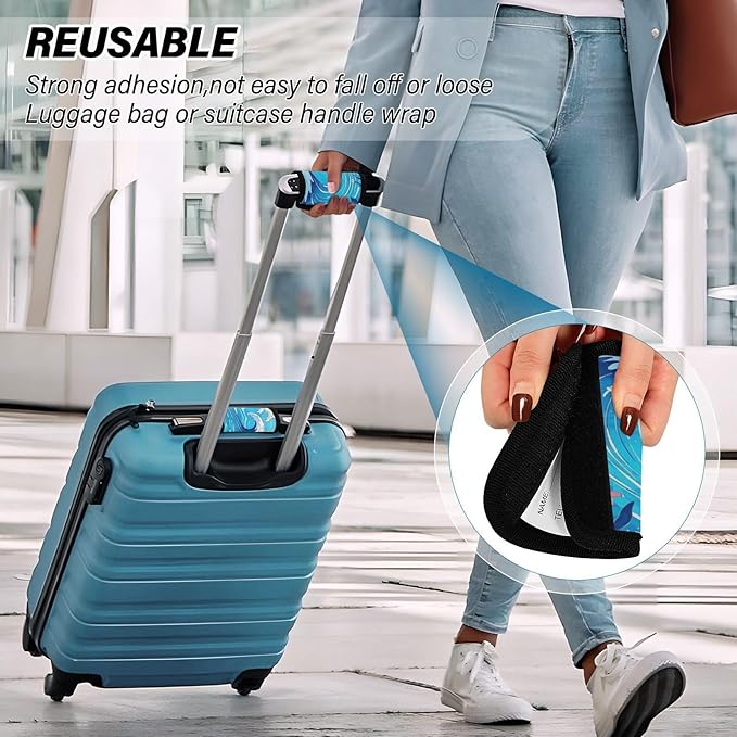 2 PC Luggage Handle Wrap Luggage Handle Covers Tags for Suitcase Bags Travel Luggage Handle Identifier Gripper Sea Waves Seaweed Blue