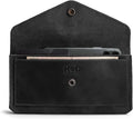 Hide & Drink, Full Grain Leather Large Female Wallet, Travel Organizer for Women, Vintage Money and Card Holder, Handmade, Charcoal Black