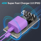 45W Super Fast Charger USB C Android Phone Type C Charger Fast Charging Block with 10FT Cord for Samsung Galaxy S26/S26 Ultra/S26+/S25 Ultra/S25/S24 Ultra/S24/S23 Ultra/S22/S21/S20/Note 10, Purple