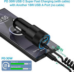 for iPhone 16e 17e 17 Pro Max Air, Fast Car Charger Adapter for iPhone 16e, 16, 16 Pro Max, 16 Plus, 15 Series, USB C Vehicle Phone Auto Automobile Plug with 2.8FT Coiled Cable Cord Fast Charging