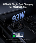 2026 Updated USB C Car Charger, 93W 3-Port Super Fast Type C Car Power Adapter PD/QC Charging Cigarette Lighter for iPhone 17/16/15/14/13/12/11 Pro Max, iPad,MacBook,Pixel, Android