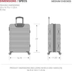 SwissGear 7366 Signature Hardside Expandable Luggage with Spinner Wheels, TSA Lock, Pink, Checked-Medium 23-Inch