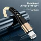 Essri for Phone Charger Cord 3FT 2Pack, USB to L Cable 3 Feet, Nylon Braided Long Charging Cable 3 Foot Compatible with iPhone 14/13/12/11/X/XS/XR/18/Pad - Gold