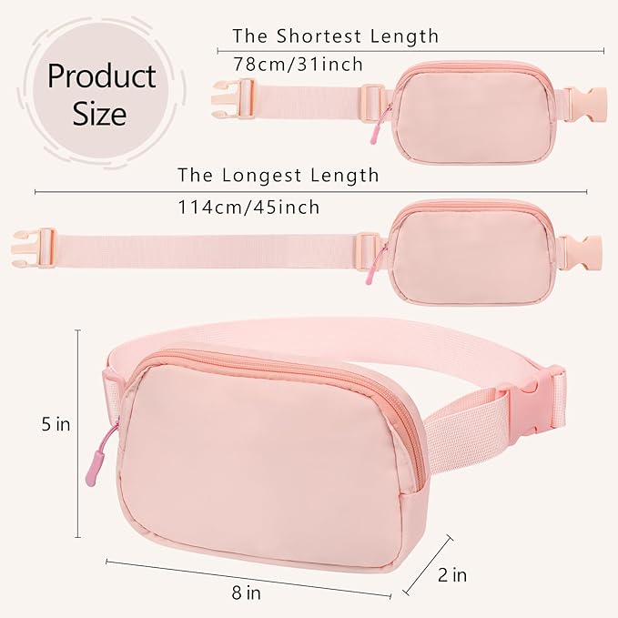 Fanny Pack Crossbody Bag for Women and Men, Belt Bag for Hiking Bum Bag with Adjustable Strap,Casual Cell Phone Pouch，Waist pack for Running Workout Sports Travel Peach