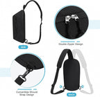 Small Sling Bag with RFID Blocking, Mini Fanny Pack for Women and Men, Convertible Crossbody Anti Theft Chest Bag for Travel Hiking Running, Black
