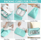 KPX 8 Set Packing Cubes for Travel, Luggage Packing Organizers Accessories Large Toiletries Bag for Clothes Shoes Cosmetics (Blue)