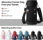 DYSANKY 40 oz Insulated Water Bottle | Thickened Stainless Steel Vacuum Metal | Portable Sports Water Jug for Gym and Hiking with Straw, Carrier Bag, Handle Strap | BPA-Free 40 oz, Black