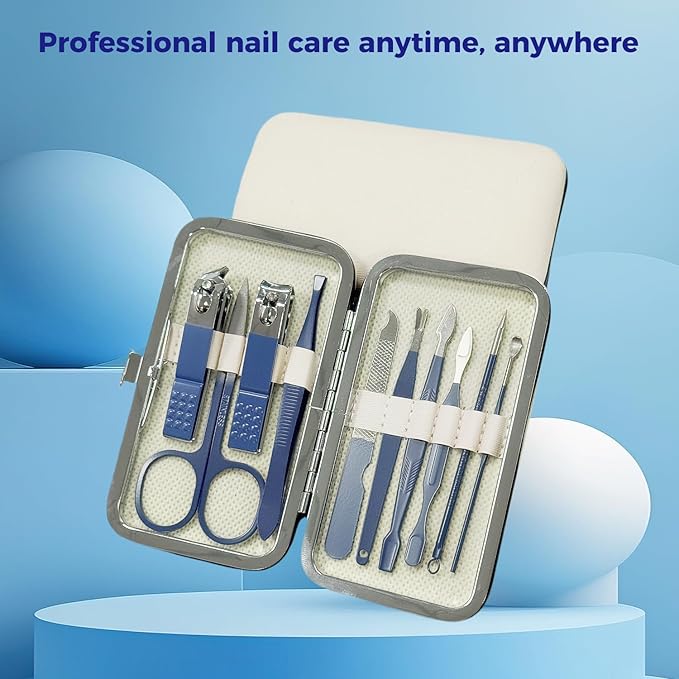 Nail Clippers Set, 10 PCS Professional Manicure Set and Pedicure Kit with Travel Case,Stocking Stuffers, Christmas Gift for Men and Women