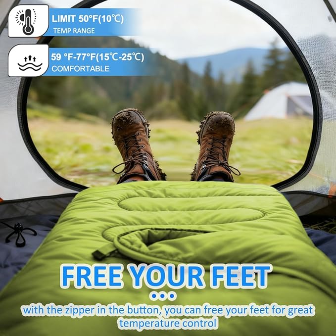 oaskys Camping Sleeping Bag - 3 Season Warm & Cool Weather - Summer Spring Fall Lightweight Waterproof for Adults Kids - Camping Gear Equipment, Traveling, and Outdoors