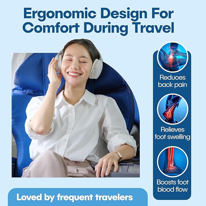 4 Pack Airplane Foot Hammock – Leg Pressure Relief Footrest for Plane Travel, No-Collapse Bamboo Support with Memory Foam Cushion, Adjustable Foot Sling for Long Flights & Office