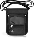 WALNEW Passport Holder Neck Pouch Travel Wallet for Women and Men, RFID Blocking Security Slim Traveling Wallet with Around Neck Lanyard Strap, Black