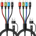 6 in 1 Multiple Charging Cable, 2Pack 6Ft Multi Chargers Cord for All Devices Braided USB A/C to Lightning/Type C/Micro USB Ports Universal Charger Cable for iPhone Series/Samsung/Tablets/PS and More