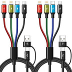 6 in 1 Multiple Charging Cable, 2Pack 6Ft Multi Chargers Cord for All Devices Braided USB A/C to Lightning/Type C/Micro USB Ports Universal Charger Cable for iPhone Series/Samsung/Tablets/PS and More