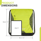 Waterproof Drawstring Backpack for Men/Women, Lightweight Sports Bag for Gym, Beach, Swim, Hiking, Running & Cycling, Anti-Stain with Quick-Access Mesh Pocket, Green 14.2"×2.8"×17.7"