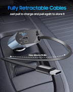 Retractable Car Charger for iPhone 17, 69W USB C 4 in 1 Fast Charging, Car Truck Accessories, Car Adapter, Road Trip Essentials Gift for Men Women, for iPhone 17 Pro Max Air 16 15 14 13, Galaxy, Pixel