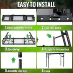 GARLLEN Folding Camping Table Max 27.5", 3-Height Adjustable Portable Camping Table with Carrying Bag, Lightweight Aluminum Folding Picnic Tables for BBQ, Travel, Outdoor, 34.2" L x 15.7" W