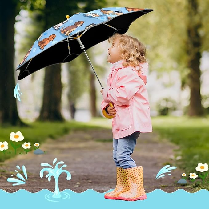 ALAZA Kids Umbrella Stick Umbrellas Cute Umbrella for Boys Girls Toddler UV/Sun Rain Windproof