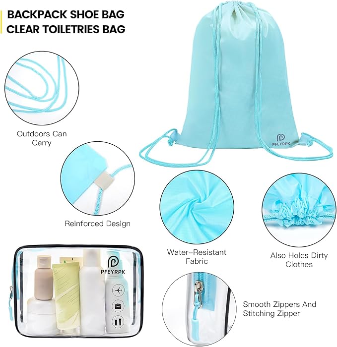 PFEYRPK Lightweight Compression Packing Cubes for Suitcases, Compressible Expandable Travel Packing Organizer with Clear Toiletries and Backpack Bag, Travel Essentials for Carry on Luggage 7 Set