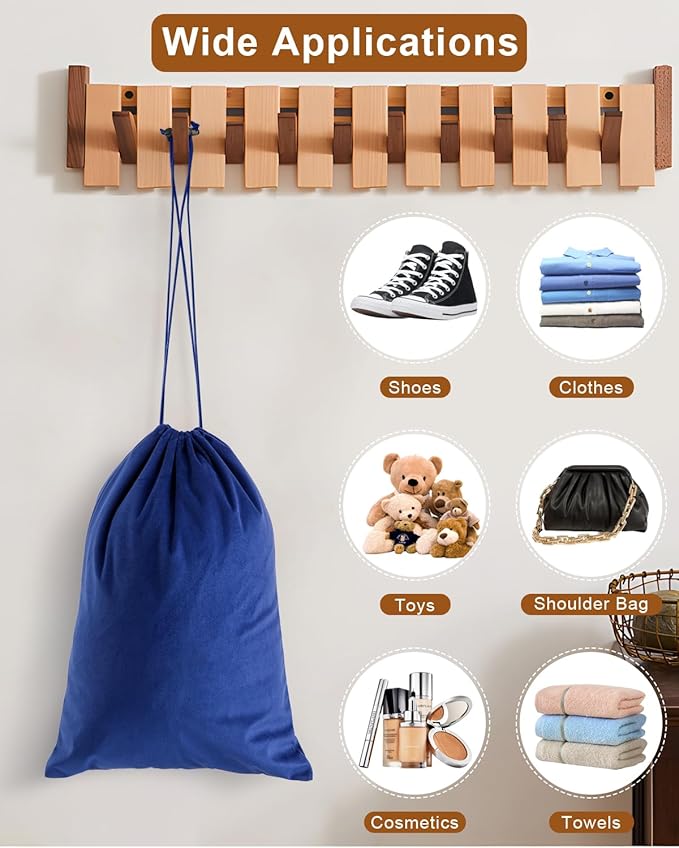 FantasyLife Shoe Bags for Travel, Washable Dust Bags for Storage & Packing, Flannel Shoe Pouch with Drawstring Closure for Purses, Handbags, Shoes & Toys (4, Palace Blue, 17.3"x12.6")