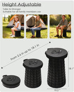 Upgraded Collapsible Stool with Cushion, 800 lbs Heavy Duty Capacity & Lightweight 2.6 lbs, 18-Inch Portable Retractable Folding Stool for Adults, Camping, Fishing, Hiking, BBQ, Travel, Outdoor Events