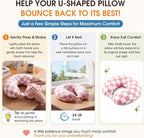 HunnmingRe 5 Pcs Travel Pillow and Blanket Set, 5 in 1 Travel Airplane Compact Includes 40 x 60 Inch Throw Blanket Eye Mask Neck Pillow Earplug and Bag Gifts for Travelers Women(Checkered,Pink)