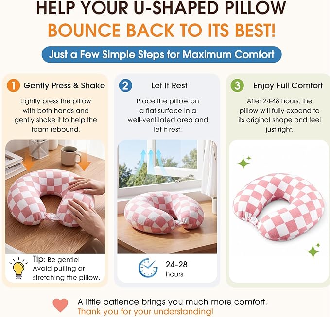 HunnmingRe 5 Pcs Travel Pillow and Blanket Set, 5 in 1 Travel Airplane Compact Includes 40 x 60 Inch Throw Blanket Eye Mask Neck Pillow Earplug and Bag Gifts for Travelers Women(Checkered,Pink)