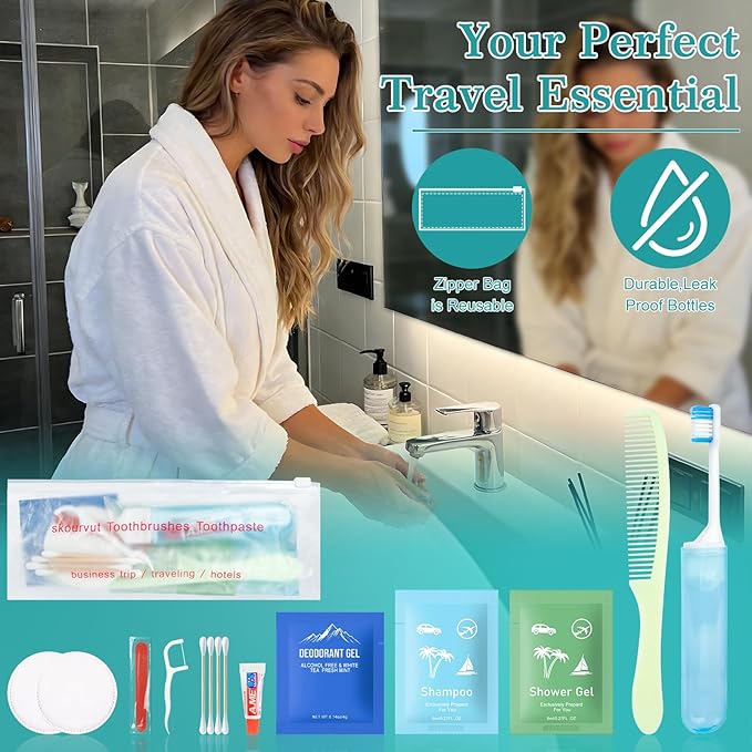 Travel Size Toiletries Bulk Hygiene Kits Toiletry Kit Homeless Care Package Supplies in Zip Pouch,Homeless Kit Bulk Perfect for Camping,Hotel,Charity Men Women Students(Pack of 5)