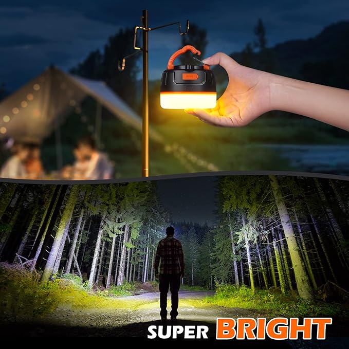 Yonktoo Rechargeable LED Camping Lantern, 300H Runtime, 6400mAh, IPX5 Waterproof Tent Light for Camping, Hiking, Power Outages, Home, Emergency - Standard Edition,Orange
