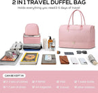 Travel Duffle Bag for Women Weekender Overnight Bag with Shoe Compartment with Gym with Wet Pocket for Labor and Delivery 3 Pcs Set Pink