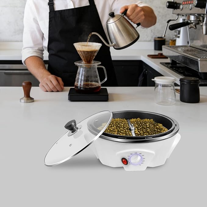 500g Coffee Bean Roaster Machine,0-240°C Electric Coffee Roasters,110v 800w Coffee Bean Baker,Household Bean Roasting Machine,Non-stick Home Peanut Beans Roaster for Stovetop, Countertop