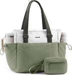 LOVEVOOK Tote Bag for Women, Puffy Work Tote with Large Cup Holder, Quilted Laptop Bag Travel Tote Shoulder Bag Handbag