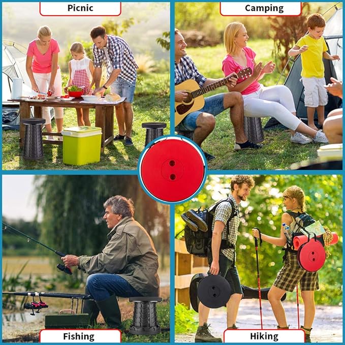 Boreeman Upgraded Folding Stool Lightweight Yet More Sturdy with Load Capacity 400lbs Portable Collapsible Stool for Camping Fishing Hiking BBQ (Black)