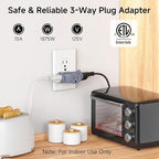 [ETL Listed] Cable Matters 3-Pack 3 Way Plug Adapter 15A 1875W, 3 Prong 3 Outlet Adapter, Power Splitter Plug Outlet, 3 Way Electrical Splitter, Multicolored (White, Gray, Orange)