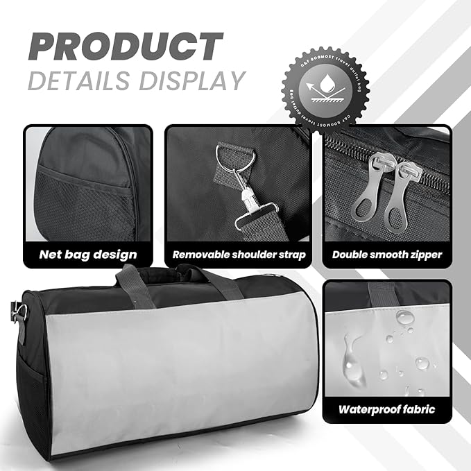 C&F BOGMOST Travel Duffel Bag Large Foldable Waterproof Gym Bag for Gym Beach Swim Bag Men Women Duffle Bag Lightweight Oxford Cloth Sports Bag-Grey