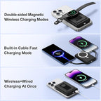 Magnetic Portable Charger, 10000mAh Wireless Power Bank for iPhone with Built-in Cables, 20W Fast Charging for Magsafe Battery Pack with Stand for iPhone Air/17/16/15/14/13/12 and Apple Watch